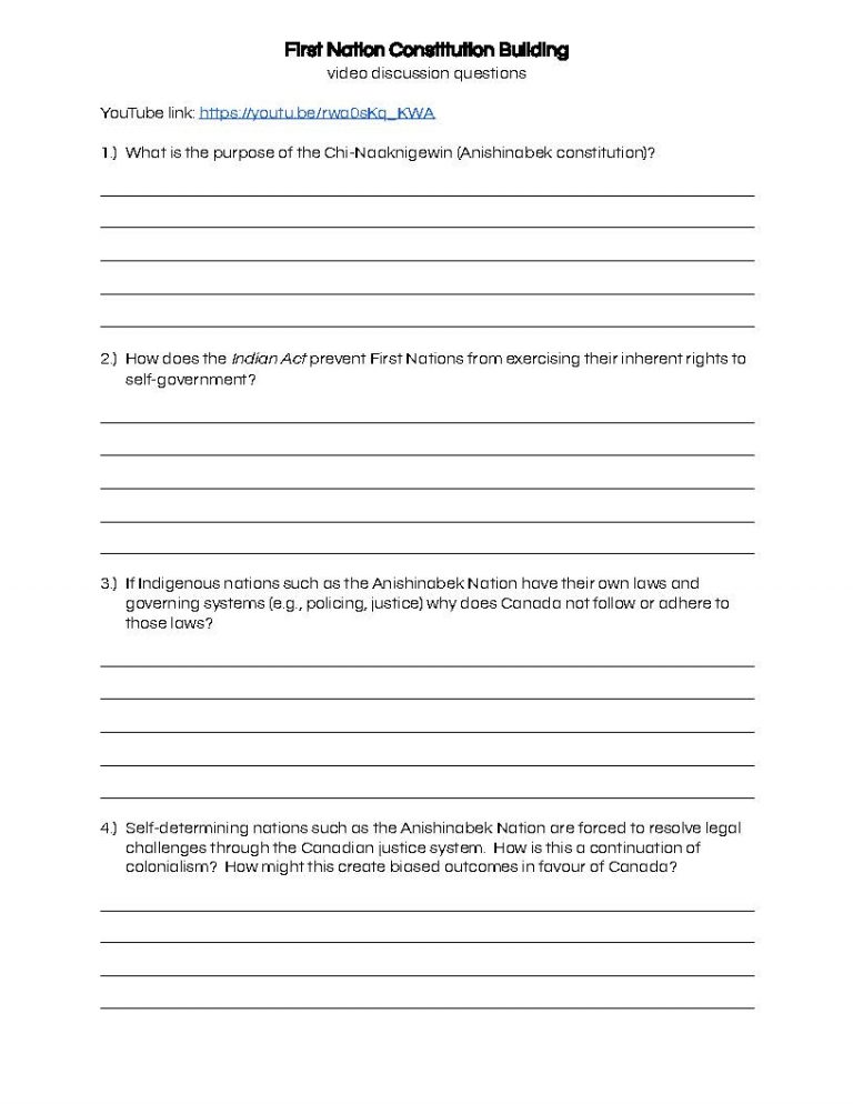 Preview of First Nation Constitution Building discussion questions