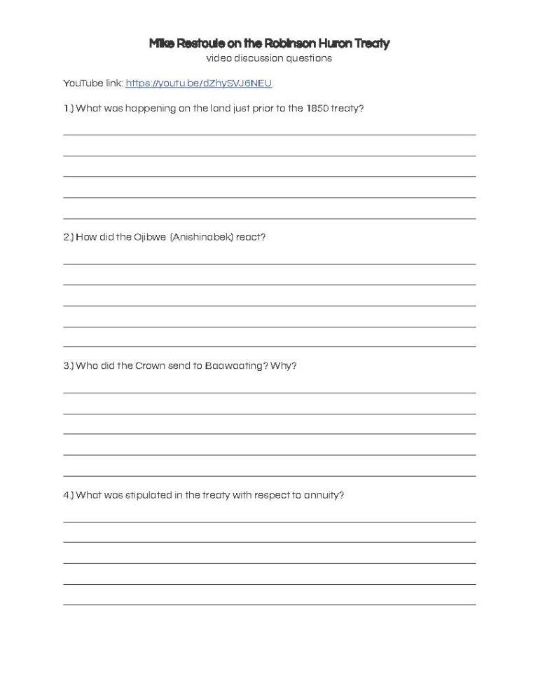 Preview of Mike Restoule Robinson Huron Treaty discussion questions