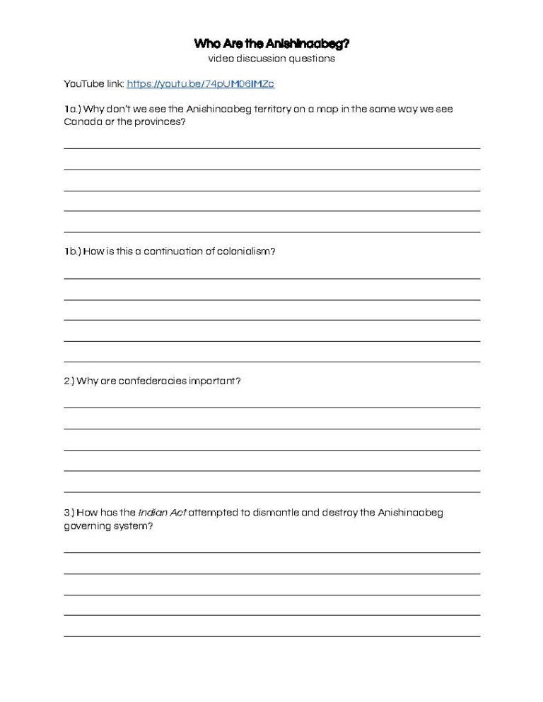 Preview of Who Are the Anishinaabeg discussion questions